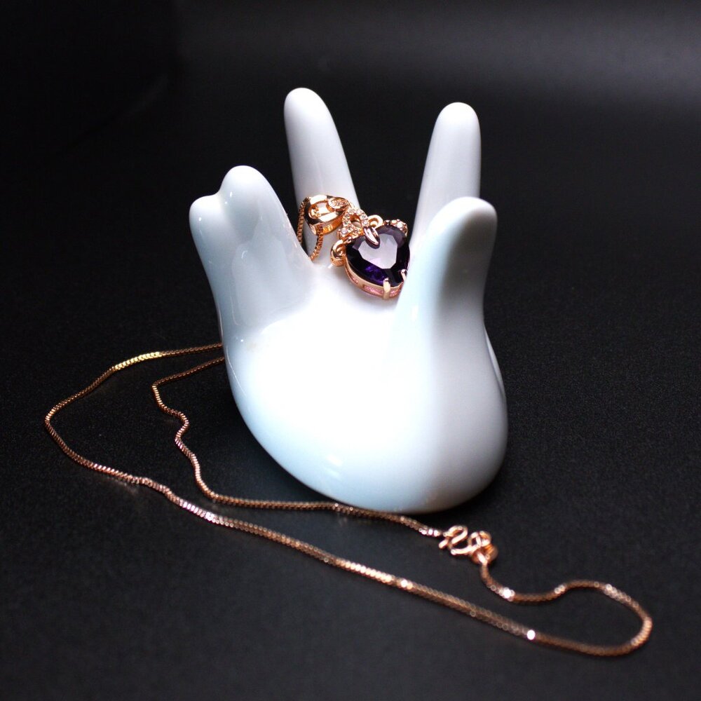 17" Rose Gold Plated Sterling Silver Necklace with Crystal Amethyst